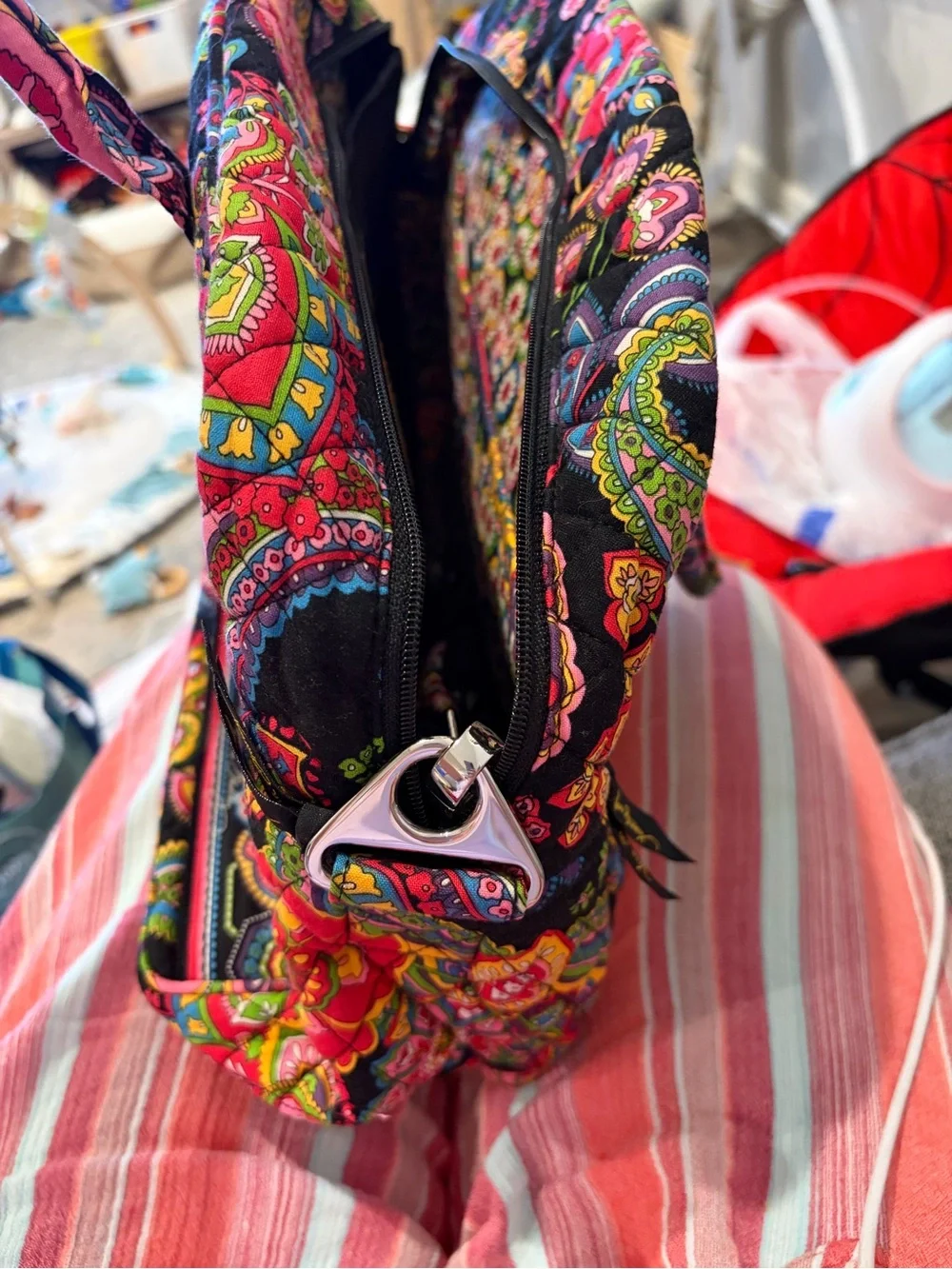 Vera Bradley Black Multicolor Quilted Floral Paisley Laptop Bag